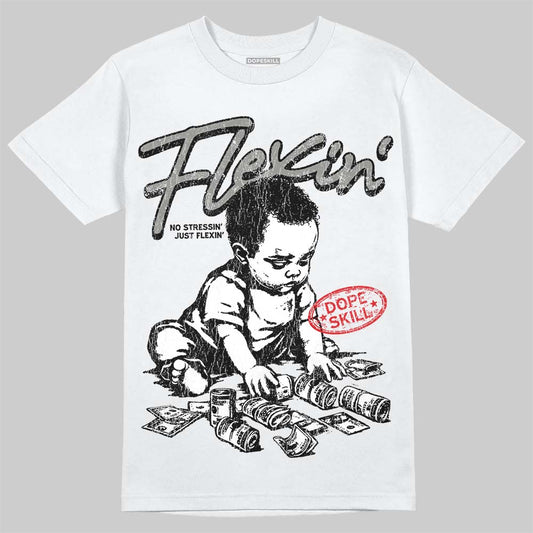 Jordan 4 Bred DopeSkill T-Shirt Flexin' Graphic Streetwear - White