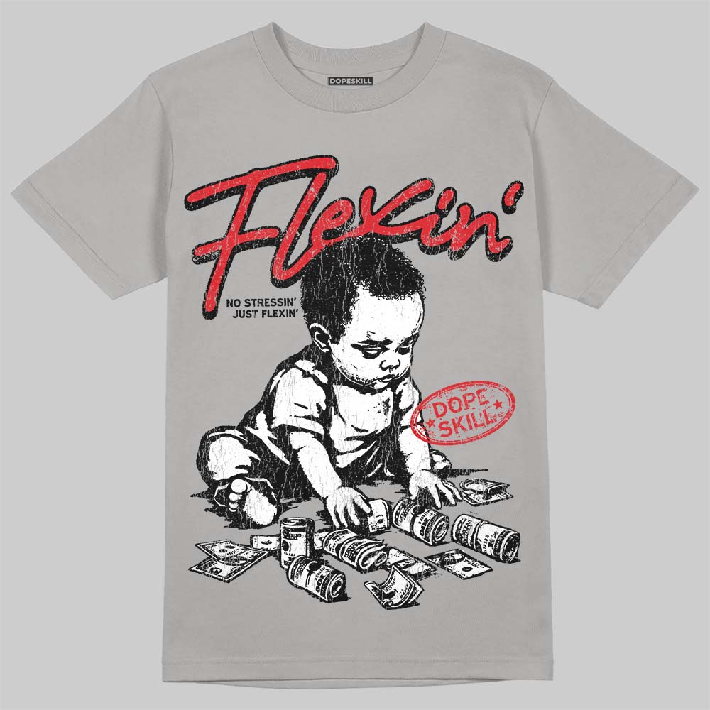 Jordan 4 Bred DopeSkill T-Shirt Flexin' Graphic Streetwear - Gravel
