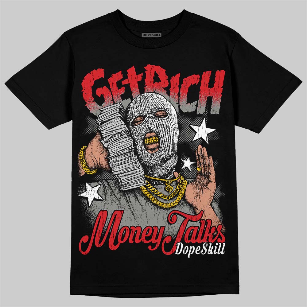 Jordan 4 Bred DopeSkill T-Shirt Get Rich Graphic Streetwear - Black
