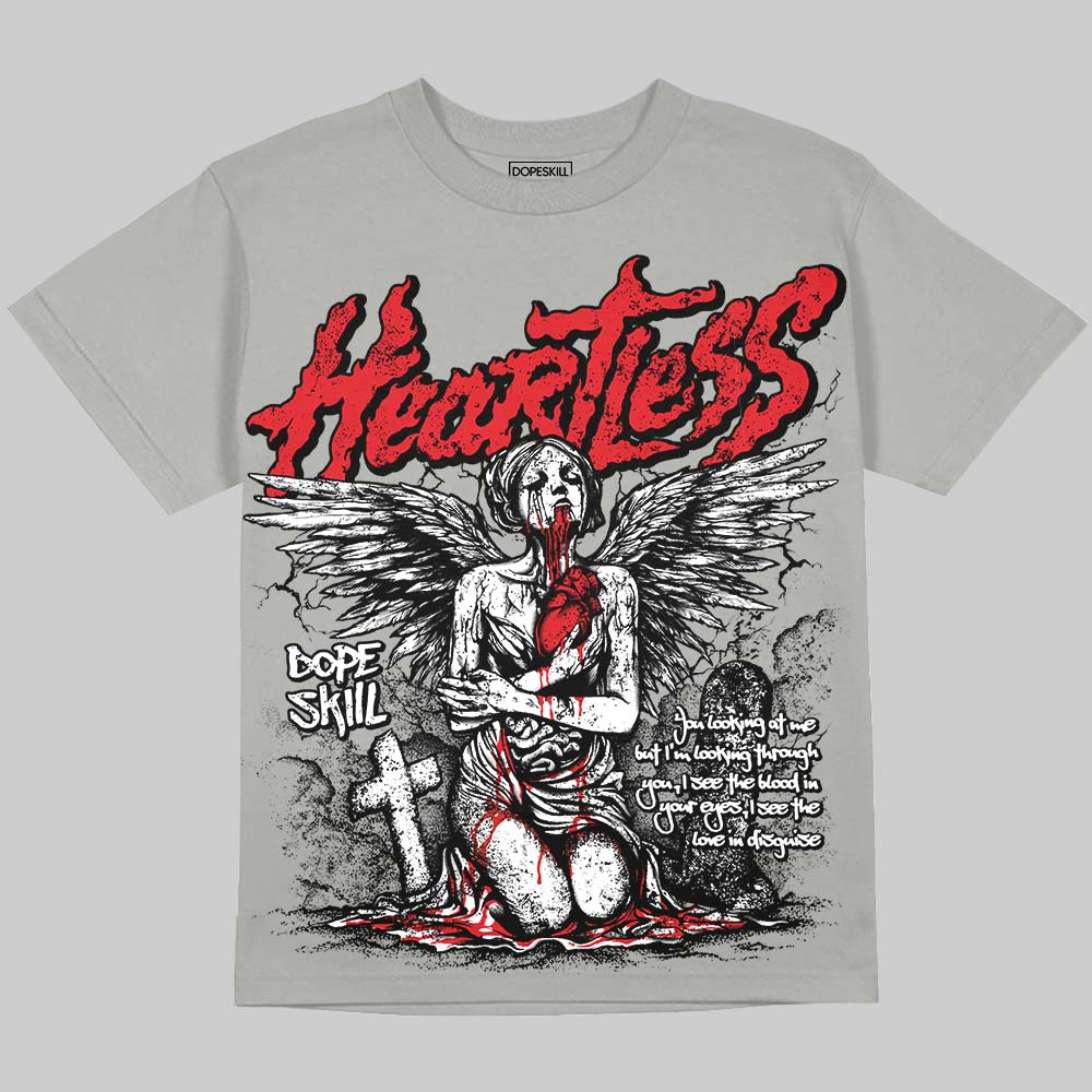 Jordan 4 Bred DopeSkill Oversize Print T-Shirt Heartless Graphic Streetwear - Grey