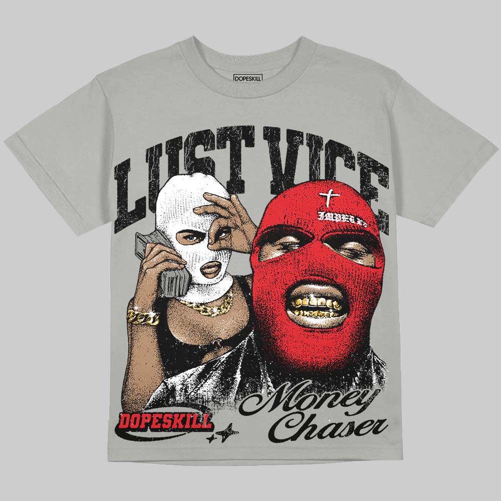 Jordan 4 Bred DopeSkill Oversize Print T-Shirt Lust Vice Graphic Streetwear - Grey