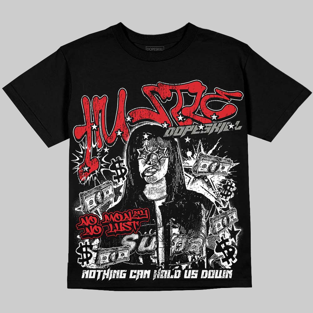Jordan 4 Bred DopeSkill Oversize Print T-Shirt No Money No Lust Graphic Streetwear - Black