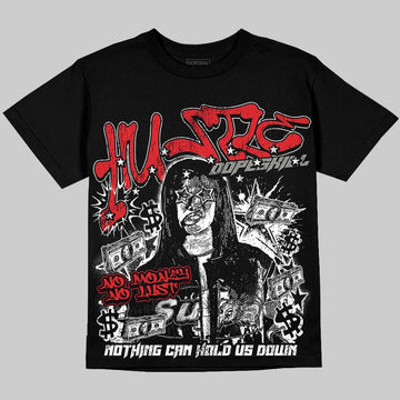 Jordan 4 Bred DopeSkill Oversize Print T-Shirt No Money No Lust Graphic Streetwear - Black