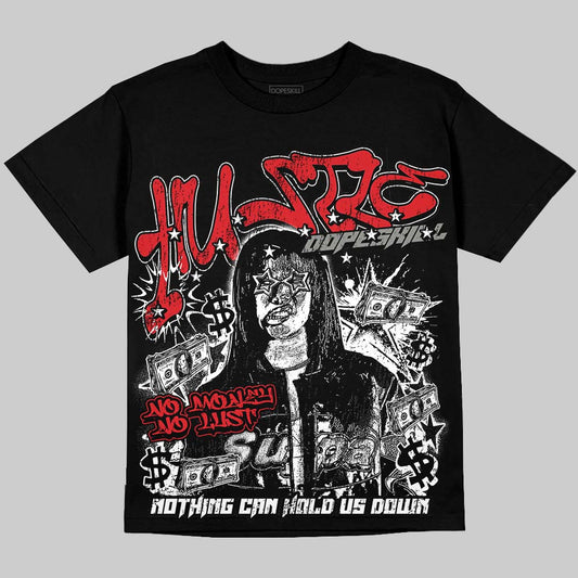 Jordan 4 Bred DopeSkill Oversize Print T-Shirt No Money No Lust Graphic Streetwear - Black