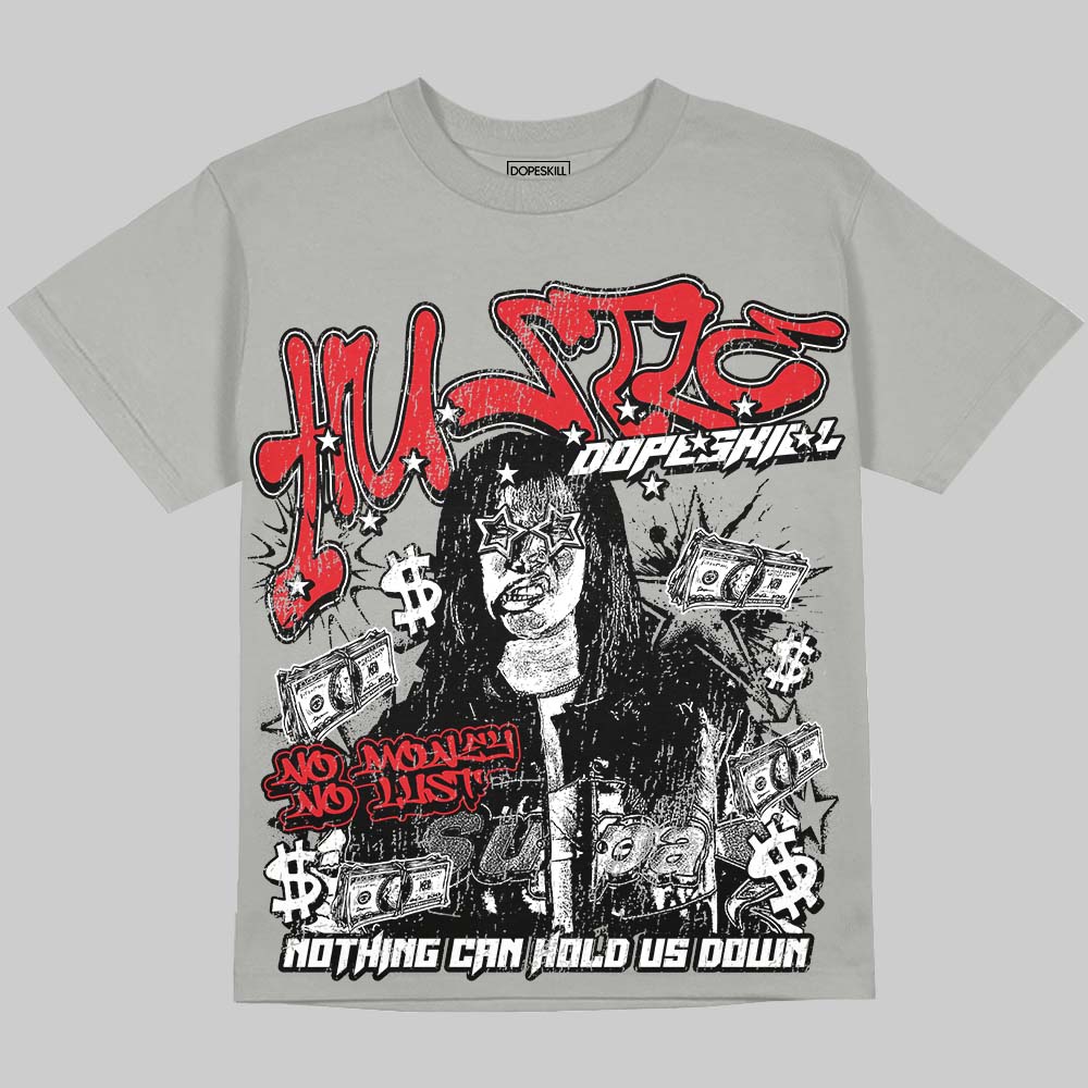 Jordan 4 Bred DopeSkill Oversize Print T-Shirt No Money No Lust Graphic Streetwear - Grey