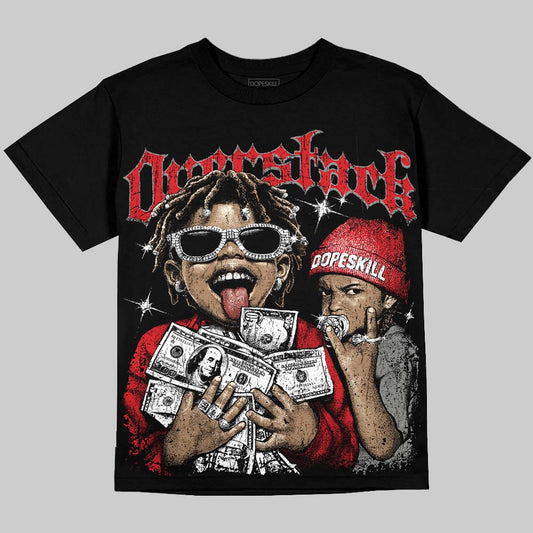 Jordan 4 Bred DopeSkill Oversize Print T-Shirt Overstack Graphic Streetwear - Black