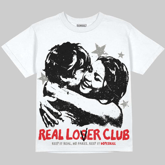 Jordan 4 Bred DopeSkill Oversize Print T-Shirt Real Lover Club Graphic Streetwear - White
