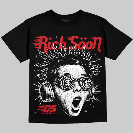 Jordan 4 Bred DopeSkill Oversize Print T-Shirt Rich Soon Graphic Streetwear - Black