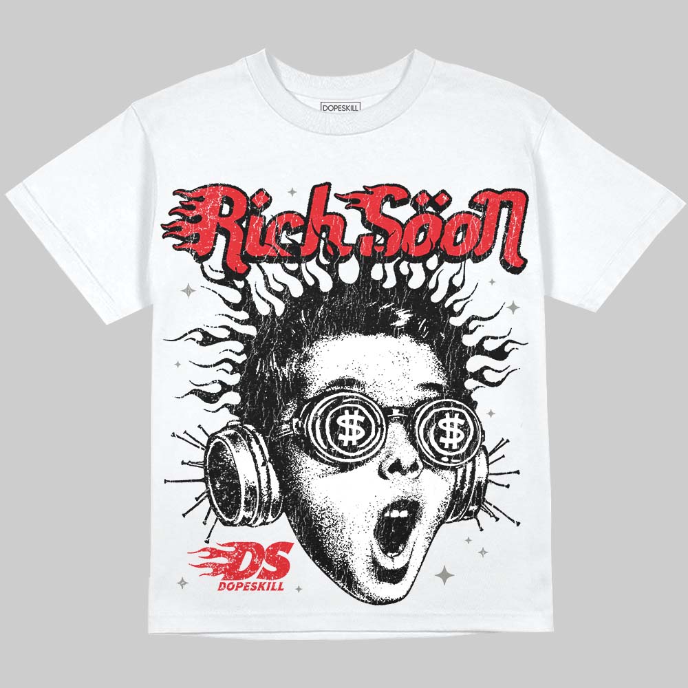 Jordan 4 Bred DopeSkill Oversize Print T-Shirt Rich Soon Graphic Streetwear - White