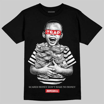 Jordan 4 Bred DopeSkill T-Shirt Scared Money Don't Make No Money Graphic Streetwear - Black