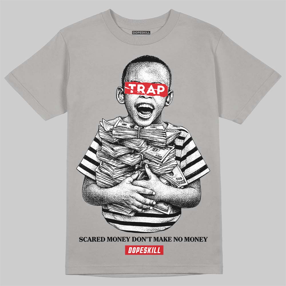Jordan 4 Bred DopeSkill T-Shirt Scared Money Don't Make No Money Graphic Streetwear - Gravel