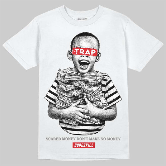 Jordan 4 Bred DopeSkill T-Shirt Scared Money Don't Make No Money Graphic Streetwear - White