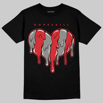 Jordan 4 Bred DopeSkill T-Shirt Slime Drip Heart Graphic Streetwear - Black