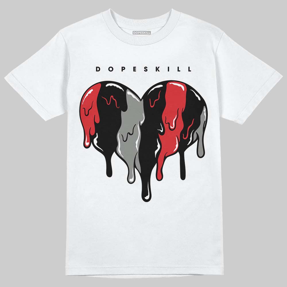 Jordan 4 Bred DopeSkill T-Shirt Slime Drip Heart Graphic Streetwear - White