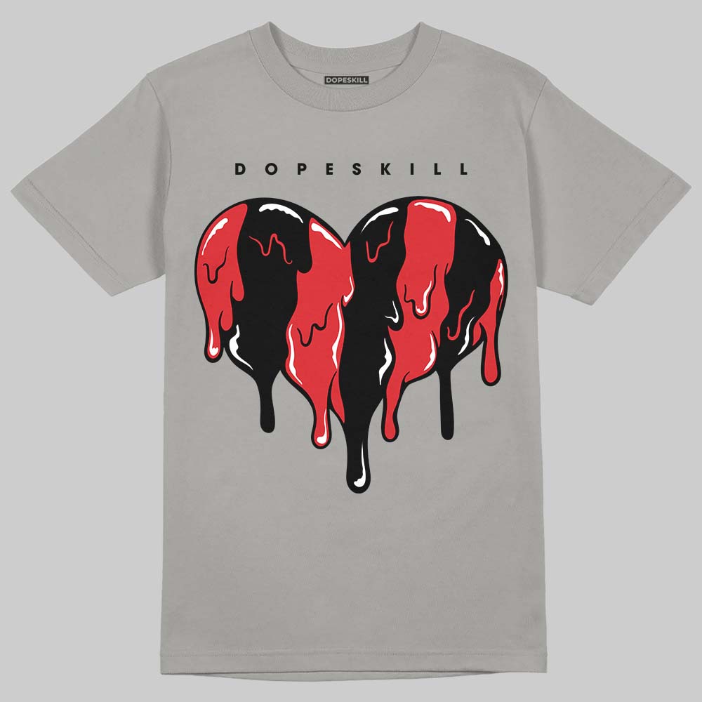 Jordan 4 Bred DopeSkill T-Shirt Slime Drip Heart Graphic Streetwear - Gravel