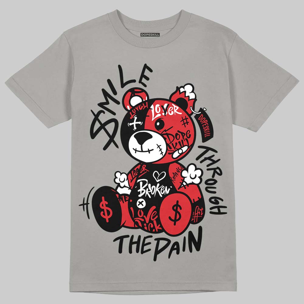 Jordan 4 Bred DopeSkill T-Shirt Smile Through The Pain Graphic Streetwear - Gravel