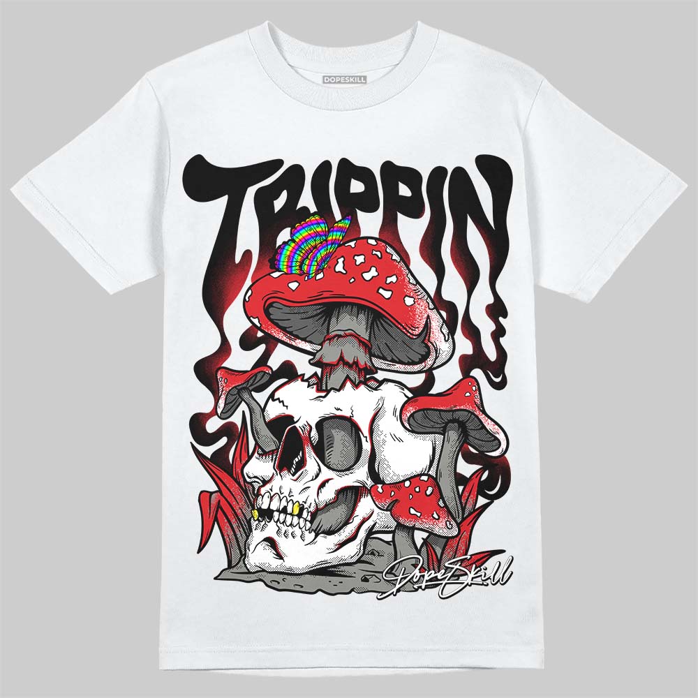 Jordan 4 Bred DopeSkill T-Shirt Trippin Graphic Streetwear - White
