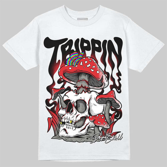 Jordan 4 Bred DopeSkill T-Shirt Trippin Graphic Streetwear - White