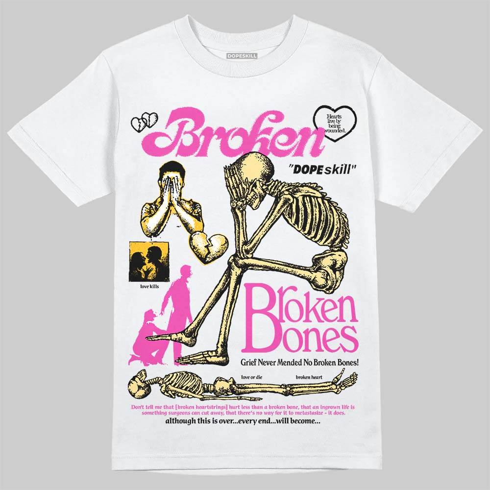 Jordan 4 Comic DopeSkill T-Shirt Broken Bones Graphic Streetwear - WHite 