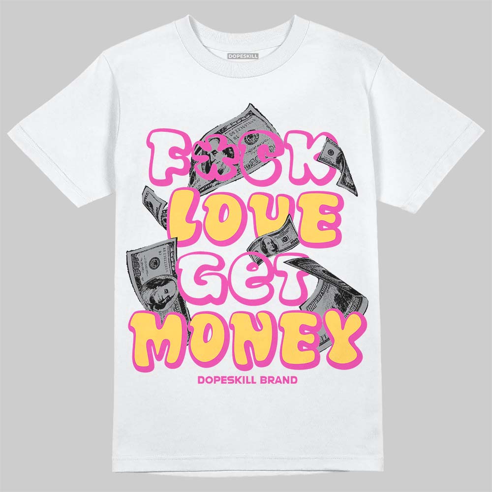 Jordan 4 Comic DopeSkill T-Shirt F#ck Love Get Money Graphic Streetwear - White