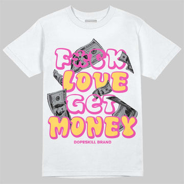 Jordan 4 Comic DopeSkill T-Shirt F#ck Love Get Money Graphic Streetwear - White