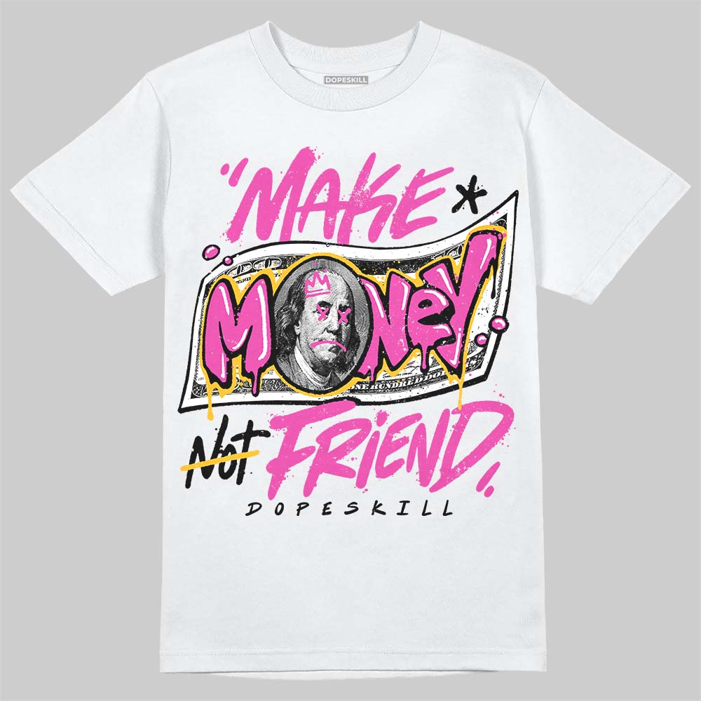 Jordan 4 Comic DopeSkill T-Shirt Make Money Not Friend Typo Graphic Streetwear - White