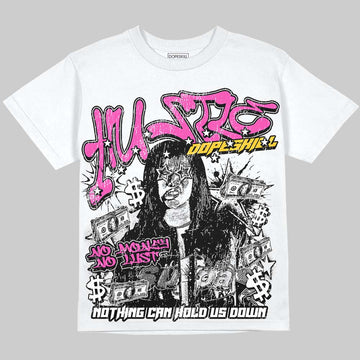 Jordan 4 Comic DopeSkill Oversize Print T-Shirt No Money No Lust Graphic Streetwear - White 