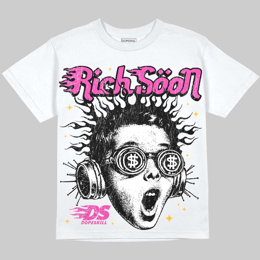 Jordan 4 Comic DopeSkill Oversize Print T-Shirt Rich Soon Graphic Streetwear - White 