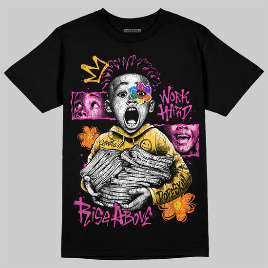Jordan 4 Comic DopeSkill T-Shirt Work Hard Rise Above Graphic Streetwear - Black