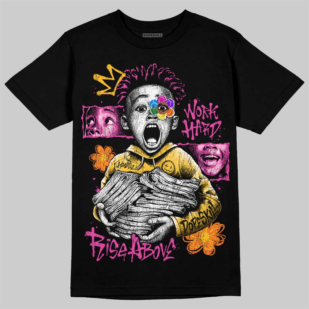 Jordan 4 Comic DopeSkill T-Shirt Work Hard Rise Above Graphic Streetwear - Black
