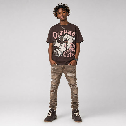 Fireside 3s DopeSkill T-Shirt Out Here Being Cute Graphic