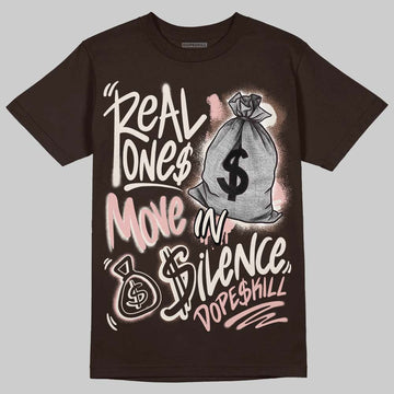 Jordan 3 "Fireside" DopeSkill T-Shirt Real Ones Move In Silence Graphic Streetwear - Dark Chocolate