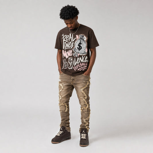 Fireside 3s DopeSkill T-Shirt Real Ones Move In Silence Graphic