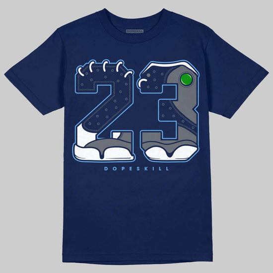 Jordan 13 Flint DopeSkill T-Shirt 23 with 13s Pattern Graphic Streetwear - Navy