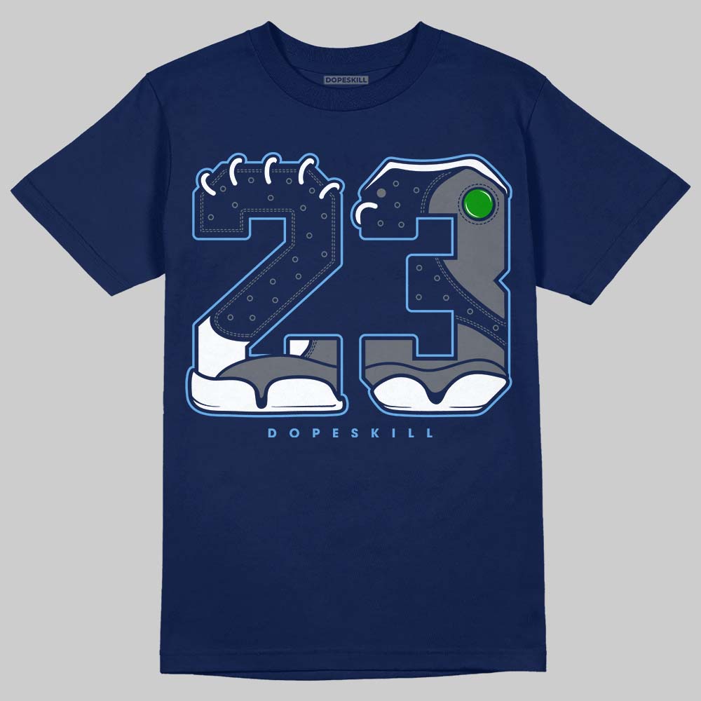 Jordan 13 Flint DopeSkill T-Shirt 23 with 13s Pattern Graphic Streetwear - Navy