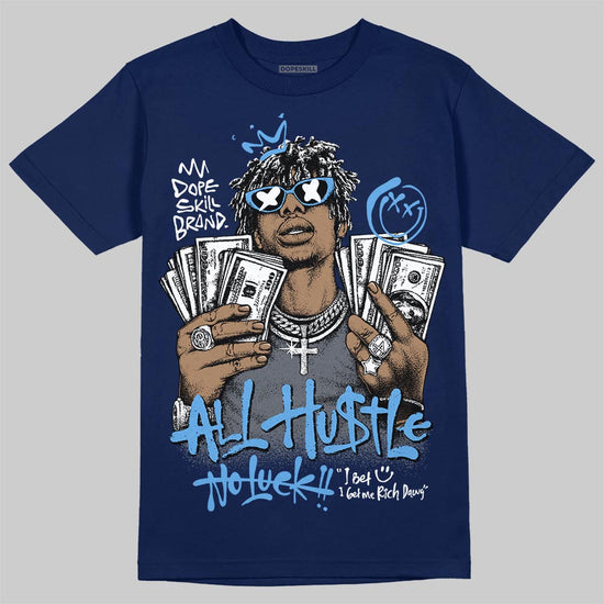 Jordan 13 Flint DopeSkill T-Shirt All Hustle No Luck Graphic Streetwear - navy