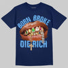 Jordan 13 Flint DopeSkill T-Shirt Born Broke Die Rich Graphic Streetwear - Navy