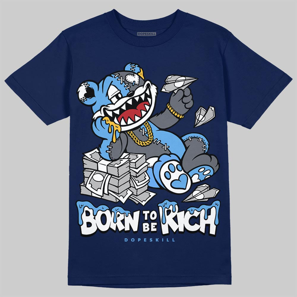 Jordan 13 Flint DopeSkill T-Shirt Born To Be Rich Graphic Streetwear - Navy