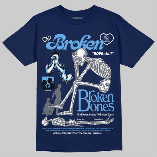 Jordan 13 Flint DopeSkill T-Shirt Broken Bones Graphic Streetwear - Navy