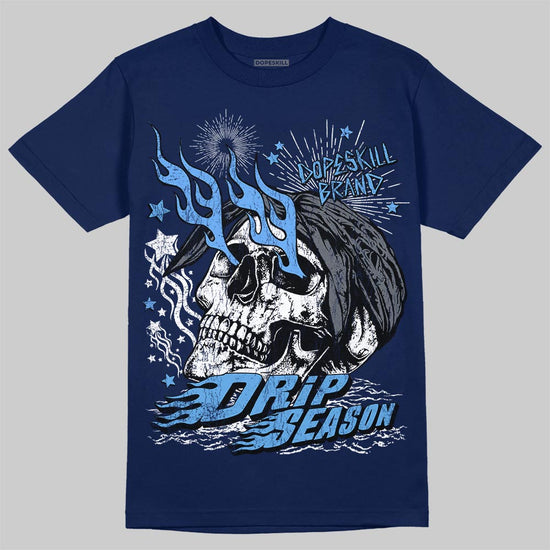 Jordan 13 Flint DopeSkill T-Shirt Drip Season Graphic Streetwear - navy