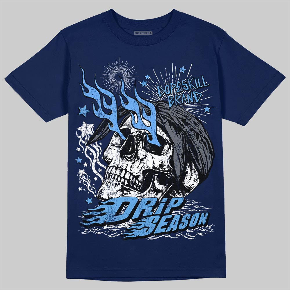 Jordan 13 Flint DopeSkill T-Shirt Drip Season Graphic Streetwear - navy