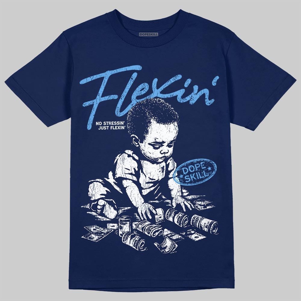 Jordan 13 Flint DopeSkill T-Shirt Flexin' Graphic Streetwear - Navy