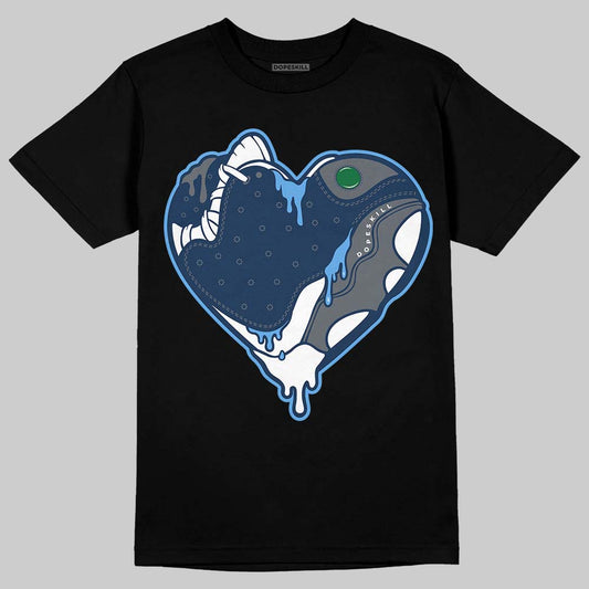 Jordan 13 Flint DopeSkill T-Shirt Heart Jordan 13 Graphic Streetwear - Black
