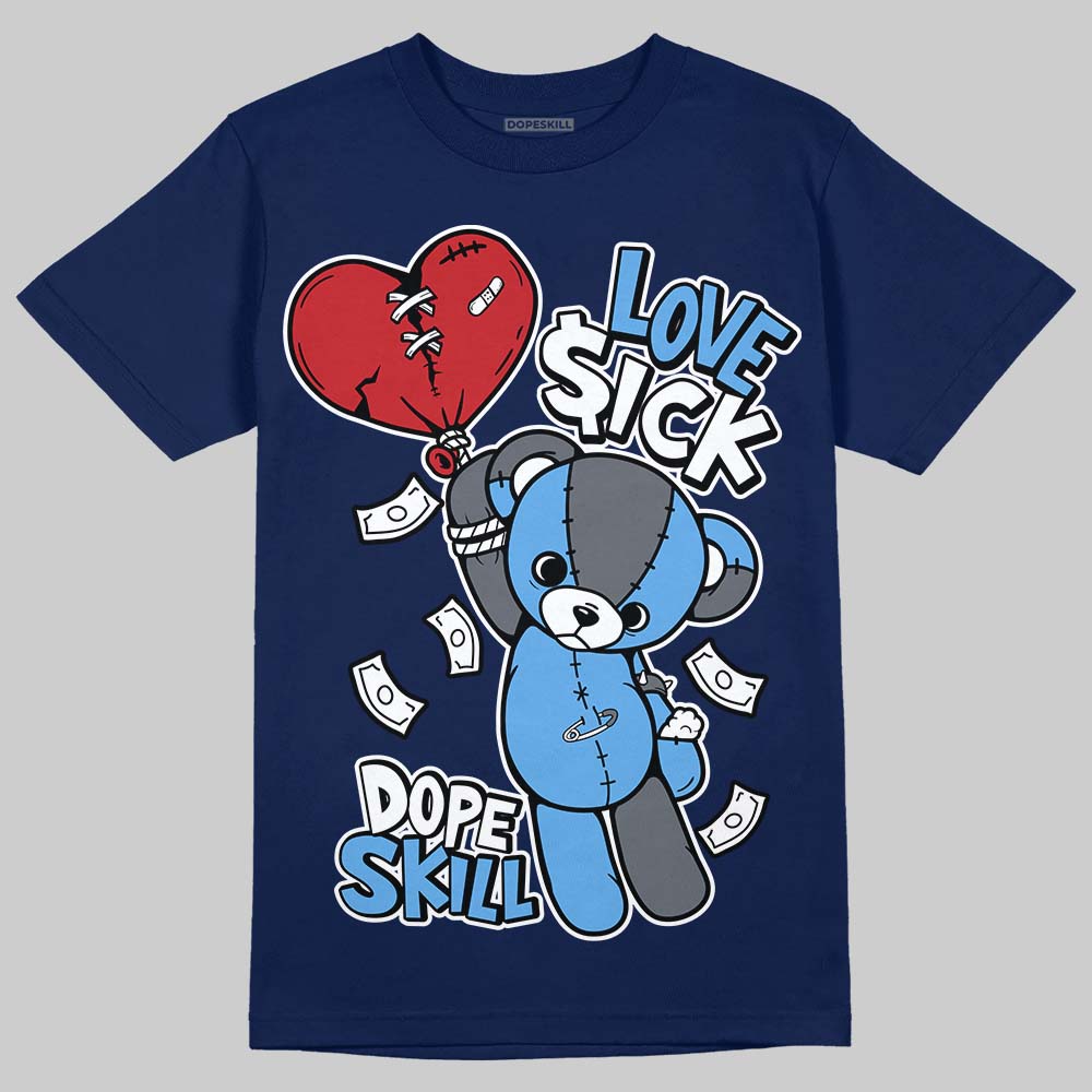 Jordan 13 Flint DopeSkill T-Shirt Love Sick Graphic Streetwear - Navy