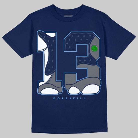 Jordan 13 Flint DopeSkill T-Shirt No.13 Graphic Streetwear - Navy