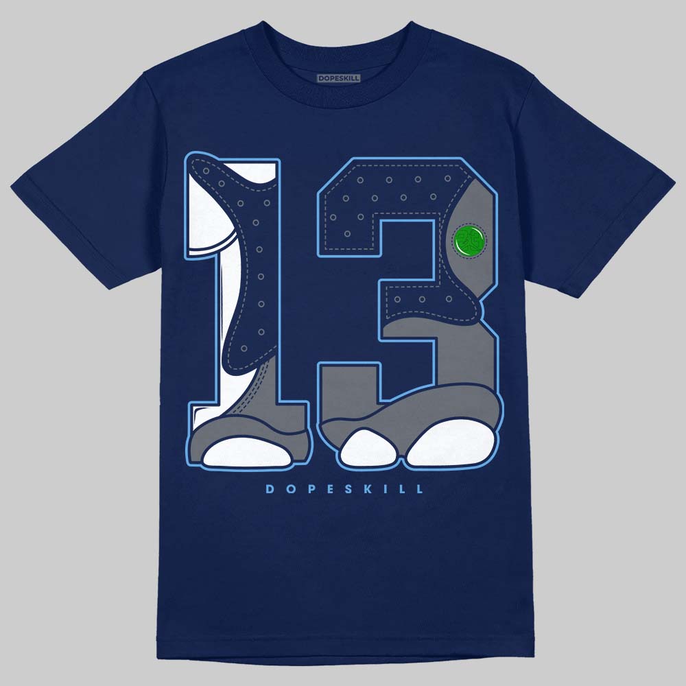 Jordan 13 Flint DopeSkill T-Shirt No.13 Graphic Streetwear - Navy
