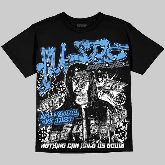 Jordan 13 Flint DopeSkill Oversize Print T-Shirt No Money No Lust Graphic Streetwear - Black