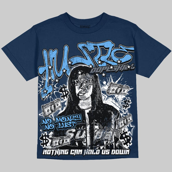 Jordan 13 Flint DopeSkill Oversize Print T-Shirt No Money No Lust Graphic Streetwear - Navy