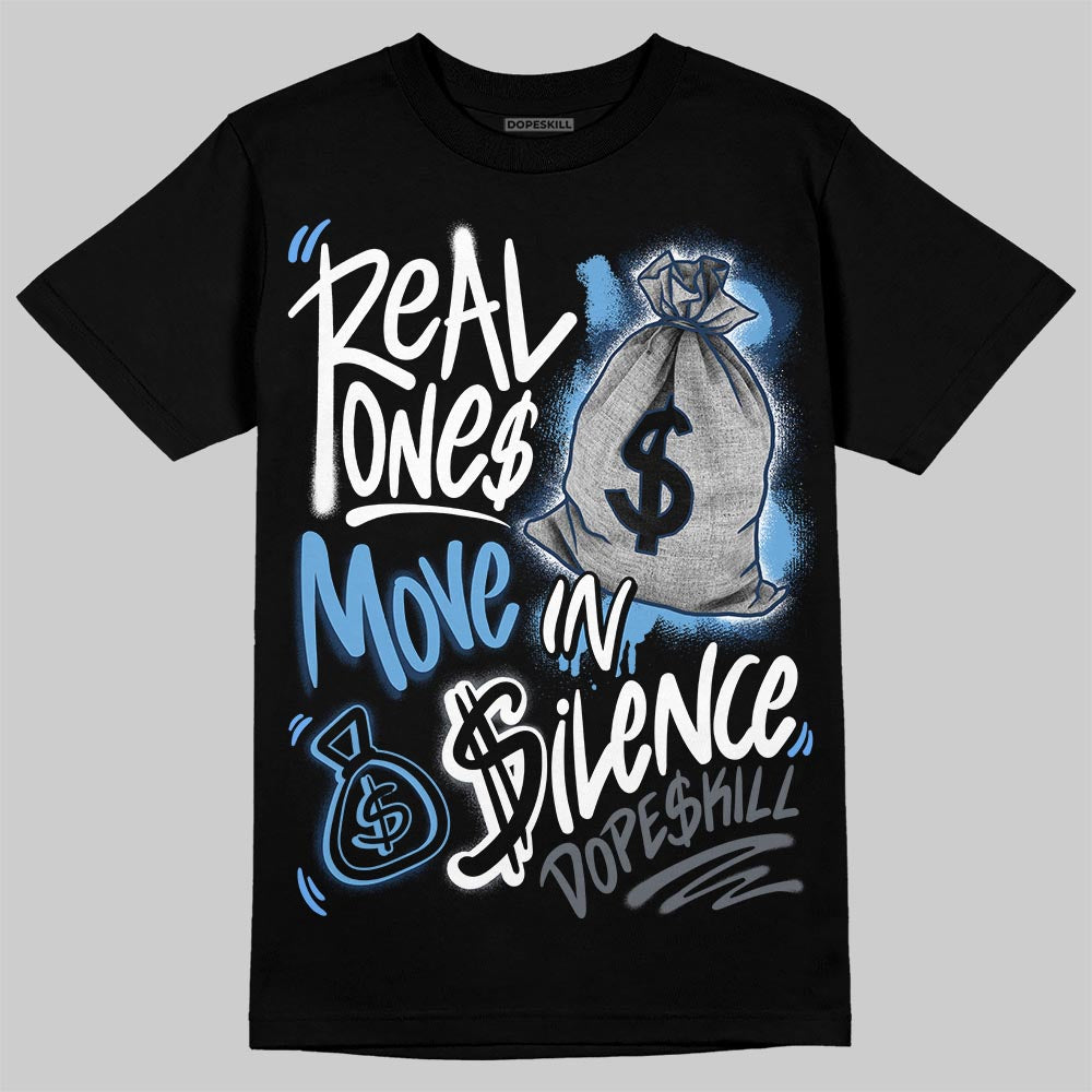 Jordan 13 Flint DopeSkill T-Shirt Real Ones Move In Silence Graphic Streetwear - Black