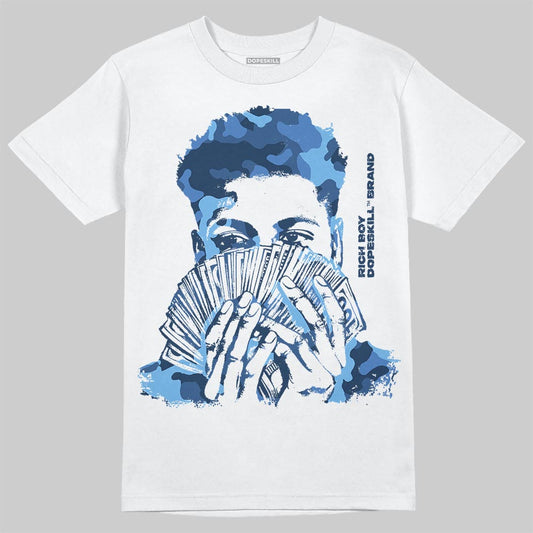 Jordan 13 Flint DopeSkill T-Shirt Rich Boy Camo Graphic Streetwear - White